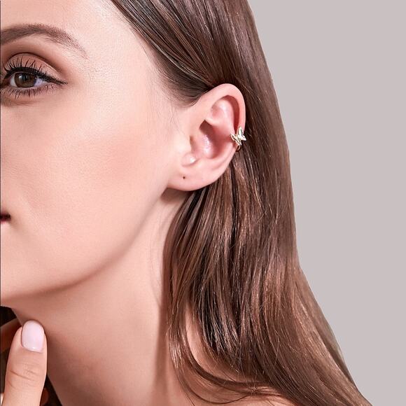 Butterfly Ear Clip Cartilage Earrings, Gold - Picture 8 of 9